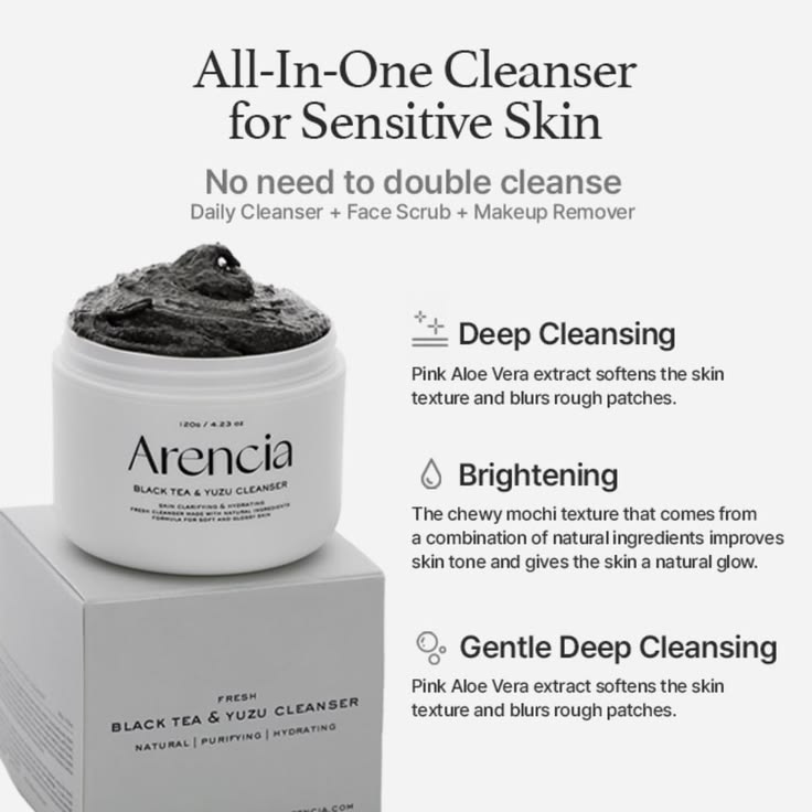 Arencia Fresh Black Tea Rice Mochi Cleanser