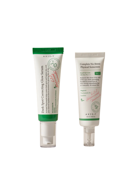 [Radiance & Sun Defense Duo] AXIS‑Y Glow & Protect – Brightening Essence + Daily UV Shield